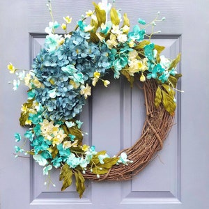 Blue and Yellow Country Wreath, Farmhouse Wreath, Blue and Yellow, Front Door Wreath, Door Wreath, Teal and Yellow
