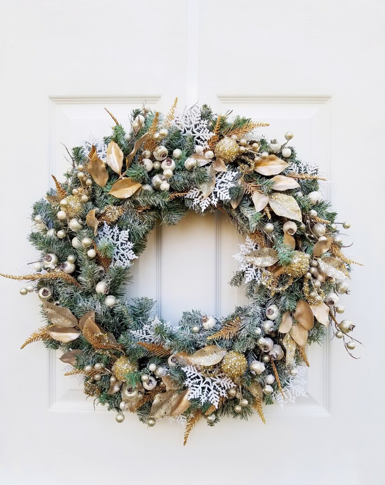 Gold and Champagne Wreath Neutral Christmas Wreath Neutral | Etsy