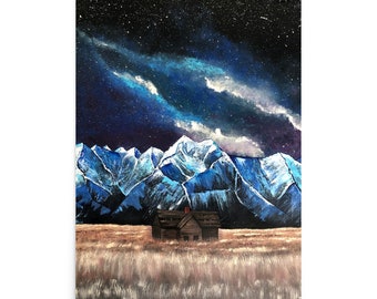 Mission Mountains in Montana Print | Galaxy over the Mountains Poster | Montana Home Decor | Mission Mountains Artwork | Gifts for Hikers