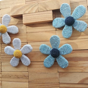 Daisy Bon Bon Clip on Earrings,stud / Post, White Yellow Cornflower Navy Blue Pink Black Les ...
