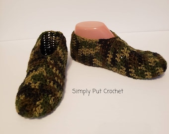 Men's Slippers, Elderly Crochet House Slipper, Manly Knit Slipper Socks, Handmade Gift for Him, Teen Boy Gift, Father's Day Gift for Grandpa