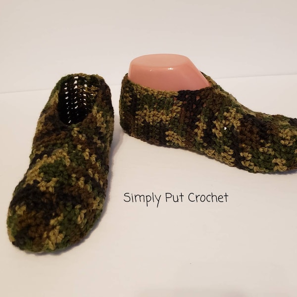 Men's Slippers, Elderly Crochet House Slipper, Manly Knit Slipper Socks, Handmade Gift for Him, Teen Boy Gift, Father's Day Gift for Grandpa