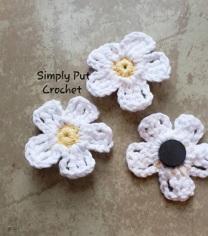 Daisy Flower Set of 3 Crochet Cotton Summer Etsy