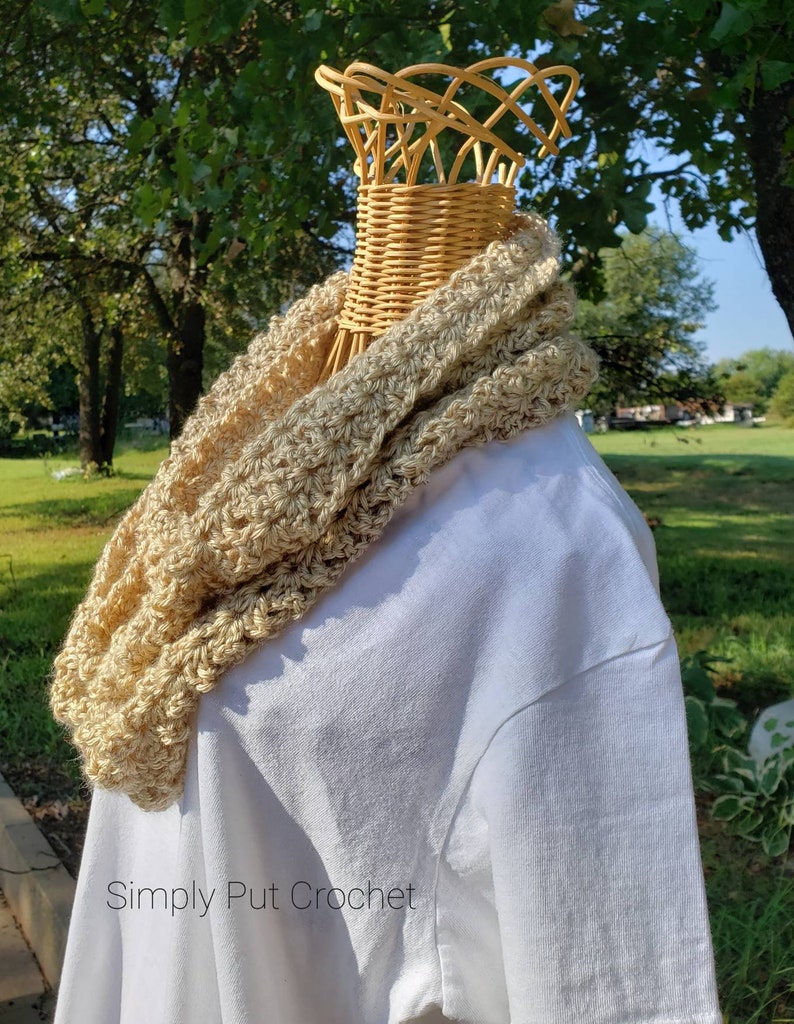 Crocheted Infinity Scarf Infinity Scarf Crocheted Scarf Tan Infinity Scarf Tan Sparkle Scarf Handmade Infinity Scarf Handmade Scarf