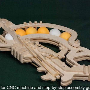 Pistolet de ping-pong, jeu de tir de balles de ping-pong, jouet pour enfant fait main, pistolet jouet, fichier CNC, plan vectoriel découpé au laser image 8