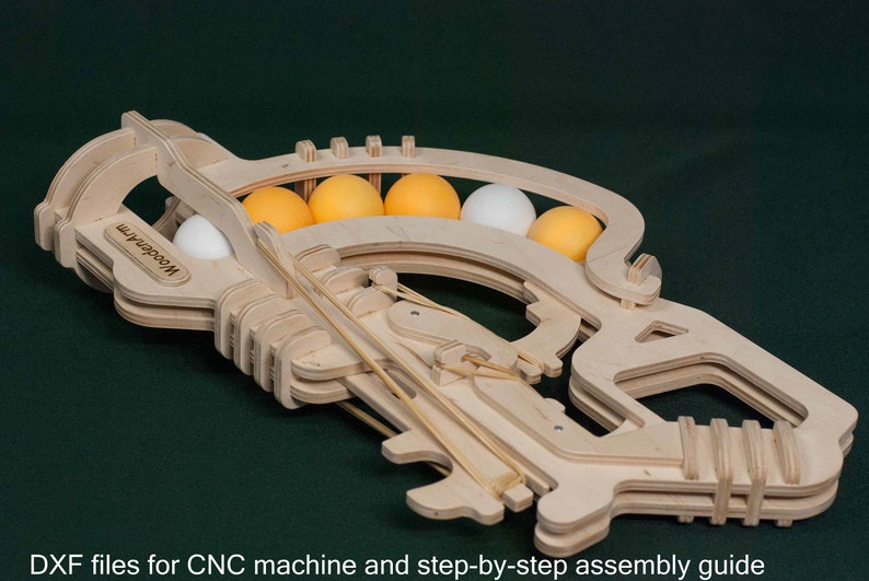 Pistolet do ping-ponga, strzelanka do ping-ponga, ręcznie robiona zabawka dla dzieci, pistolet zabawkowy, plik CNC, plan wektorowy wycinany laserowo zdjęcie 8