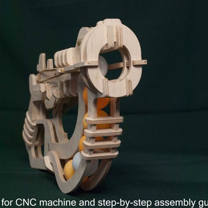 Pistolet do ping-ponga, strzelanka do ping-ponga, ręcznie robiona zabawka dla dzieci, pistolet zabawkowy, plik CNC, plan wektorowy wycinany laserowo zdjęcie 6