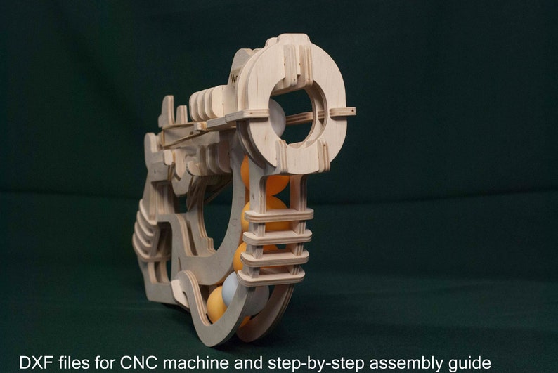 Pistolet do ping-ponga, strzelanka do ping-ponga, ręcznie robiona zabawka dla dzieci, pistolet zabawkowy, plik CNC, plan wektorowy wycinany laserowo zdjęcie 6