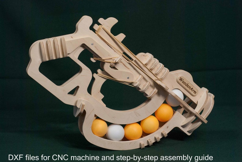 Pistolet de ping-pong, jeu de tir de balles de ping-pong, jouet pour enfant fait main, pistolet jouet, fichier CNC, plan vectoriel découpé au laser image 5