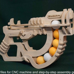 Pistolet do ping-ponga, strzelanka do ping-ponga, ręcznie robiona zabawka dla dzieci, pistolet zabawkowy, plik CNC, plan wektorowy wycinany laserowo zdjęcie 3