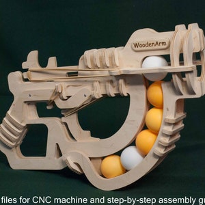 Pistolet de ping-pong, jeu de tir de balles de ping-pong, jouet pour enfant fait main, pistolet jouet, fichier CNC, plan vectoriel découpé au laser image 3