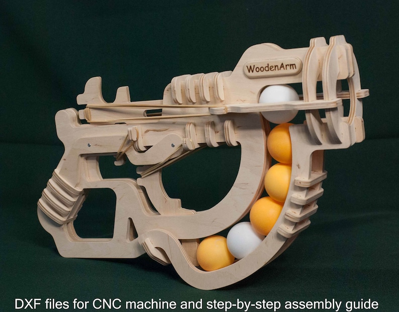 Pistolet de ping-pong, jeu de tir de balles de ping-pong, jouet pour enfant fait main, pistolet jouet, fichier CNC, plan vectoriel découpé au laser image 3