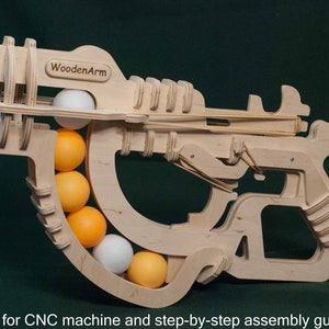 Pistolet do ping-ponga, strzelanka do ping-ponga, ręcznie robiona zabawka dla dzieci, pistolet zabawkowy, plik CNC, plan wektorowy wycinany laserowo zdjęcie 2