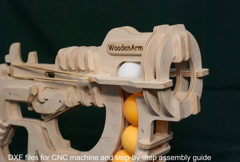 Pistolet de ping-pong, jeu de tir de balles de ping-pong, jouet pour enfant fait main, pistolet jouet, fichier CNC, plan vectoriel découpé au laser image 4