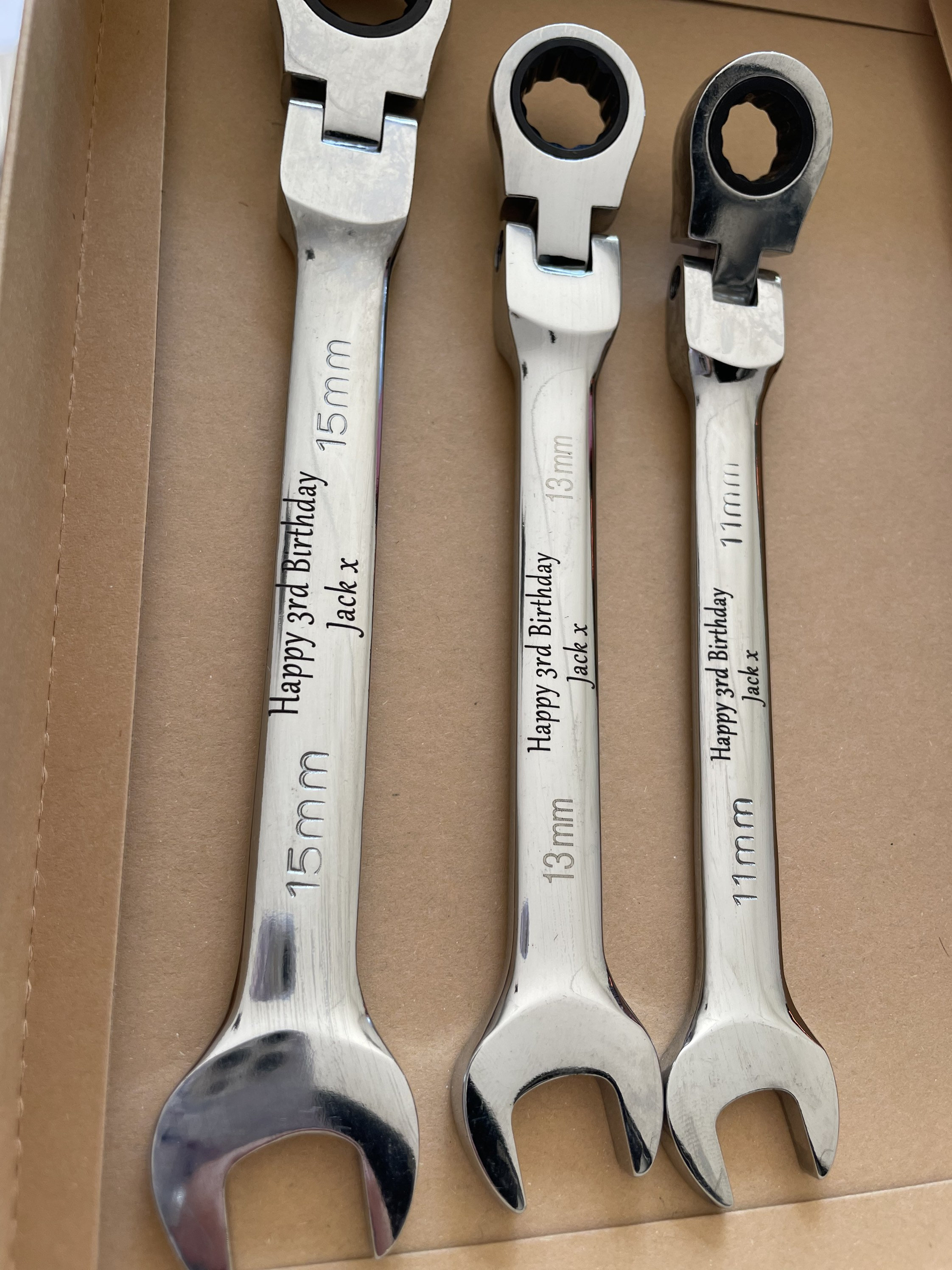 3 Piece Spanner Set Engraved With Name or Message Different Engraving