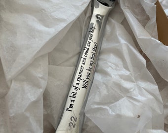 Personalised Spanner 22mm Dad Gift Grandad Birthday Tool Combo Engraved Business Logo Idea