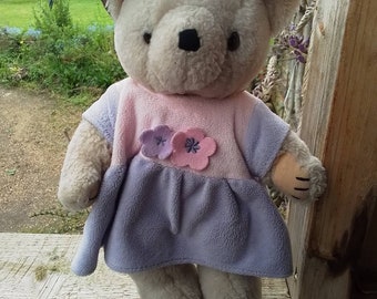 Lovely girl bear /80s/gc/ dressed in pink/lilac