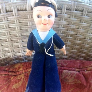 Cloth Sailor doll &#39;Nevasa&#39; Norah Wellings?/50s/gc