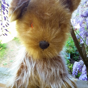 Gorgeous fluffy terrier soft toy dog/well made/1980s