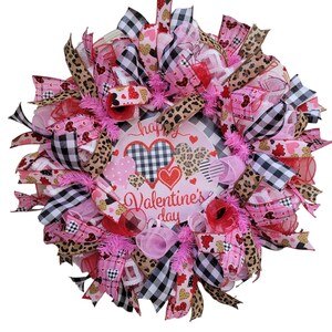 Valentine Wreaths for front door, Heart Wreath, Red Valentine Wreath, Leopard Valentine Wreath, Animal Print Wreath