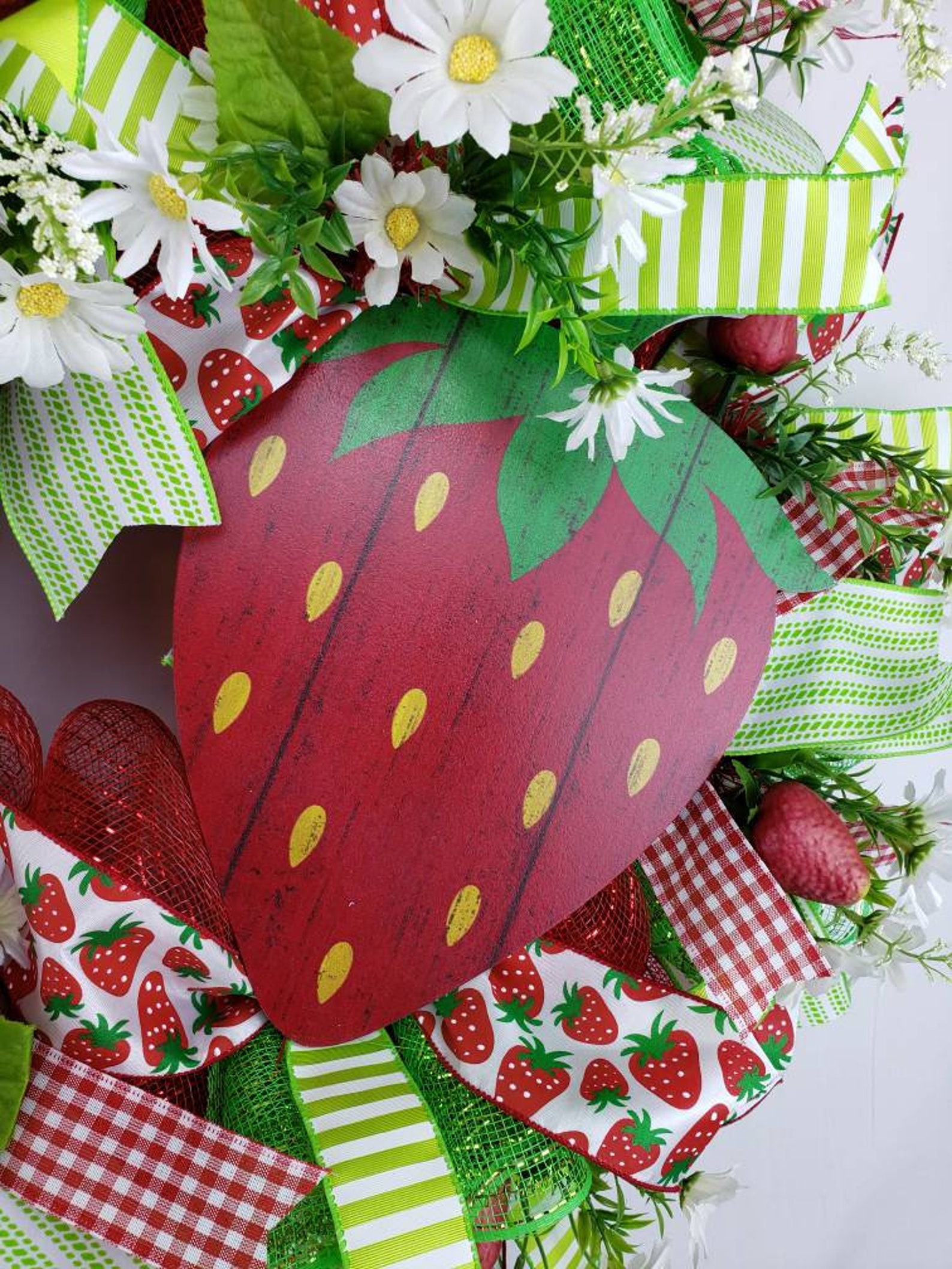 Strawberry Wreath, Summer Deco Mesh Wreath, Spring Deco Mesh Wreath ...