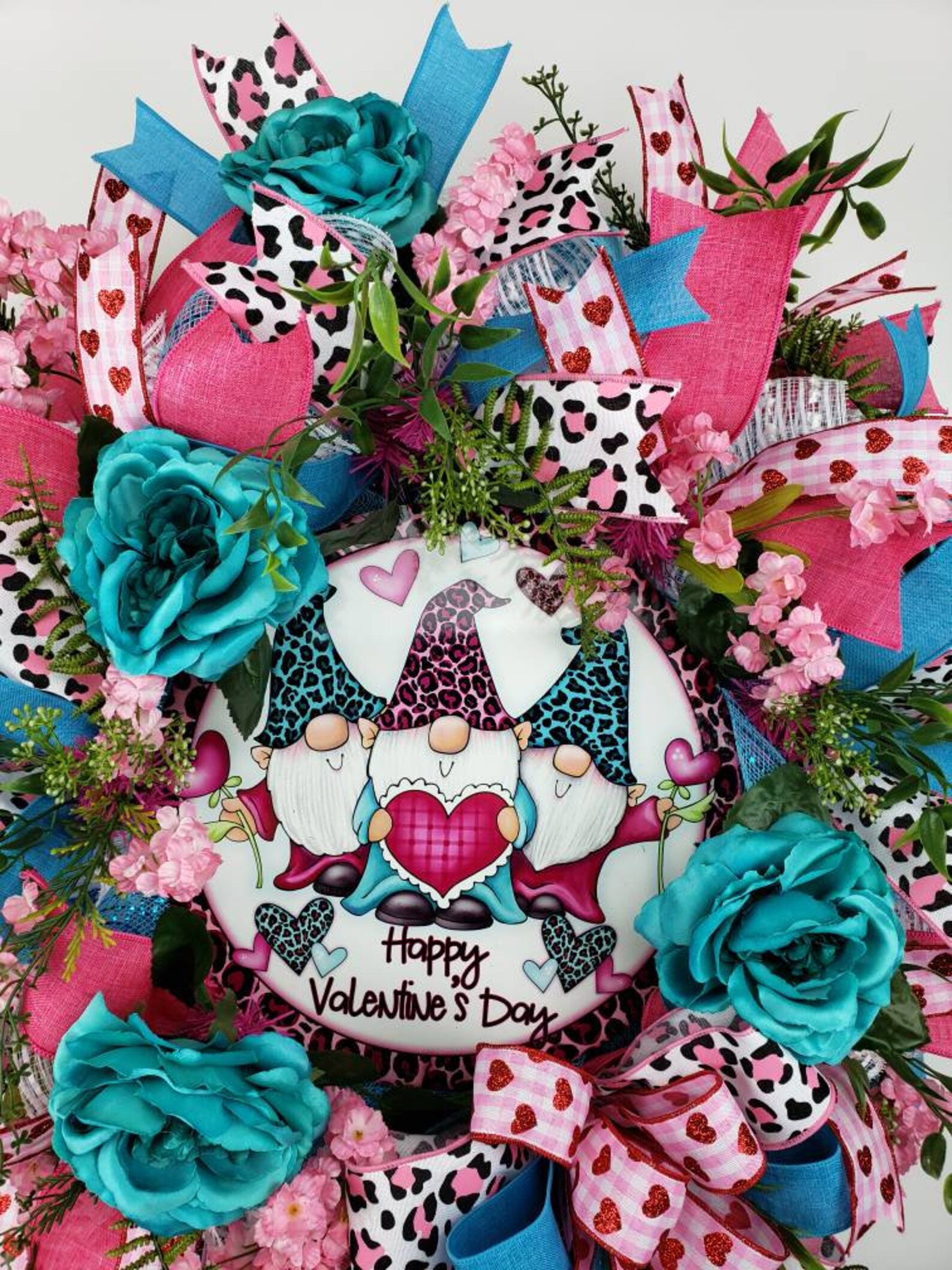 Valentine Door Wreath Leopard Valentine Wreath Gnome Wreath | Etsy