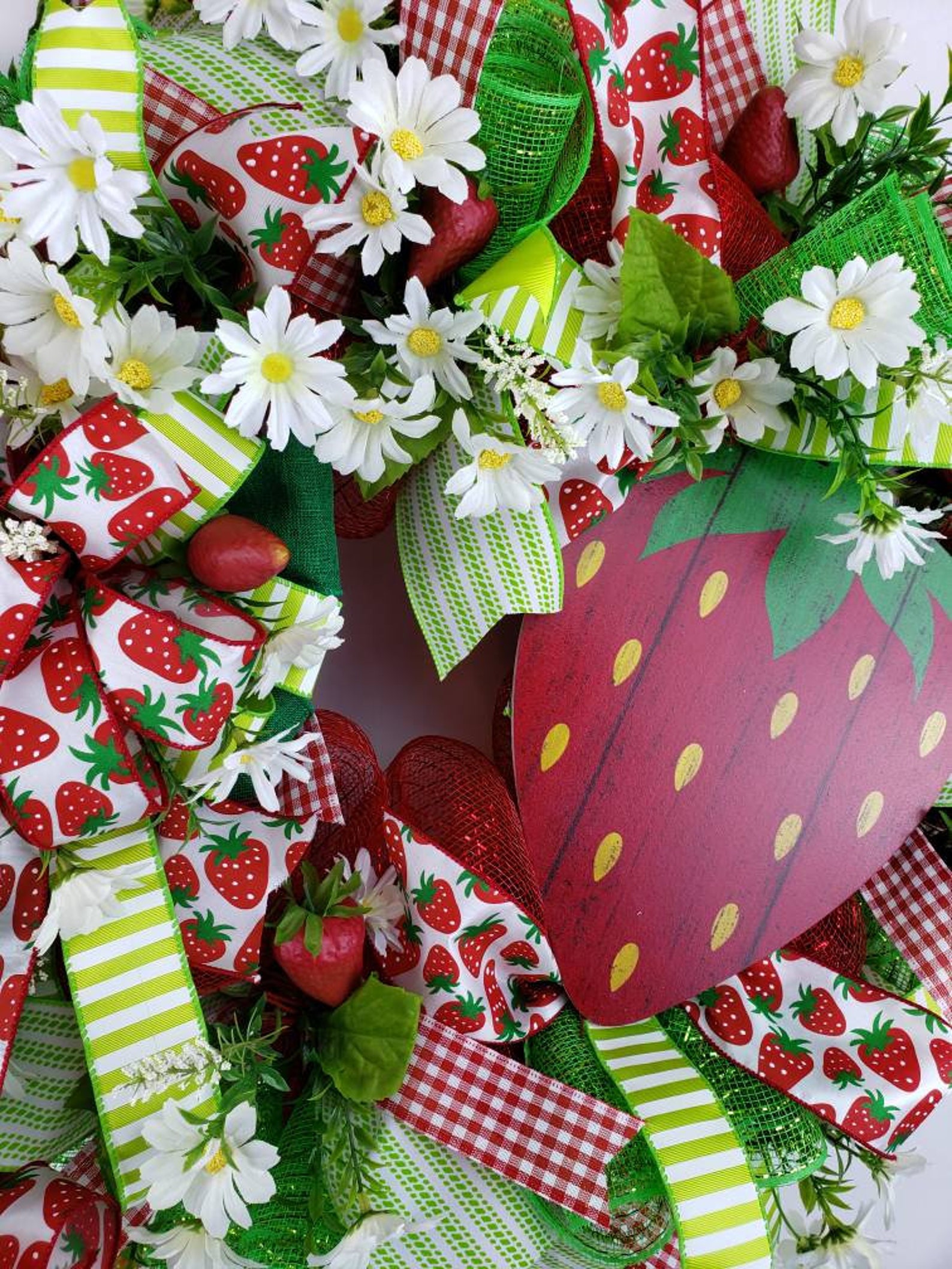 Strawberry Wreath, Summer Deco Mesh Wreath, Spring Deco Mesh Wreath ...