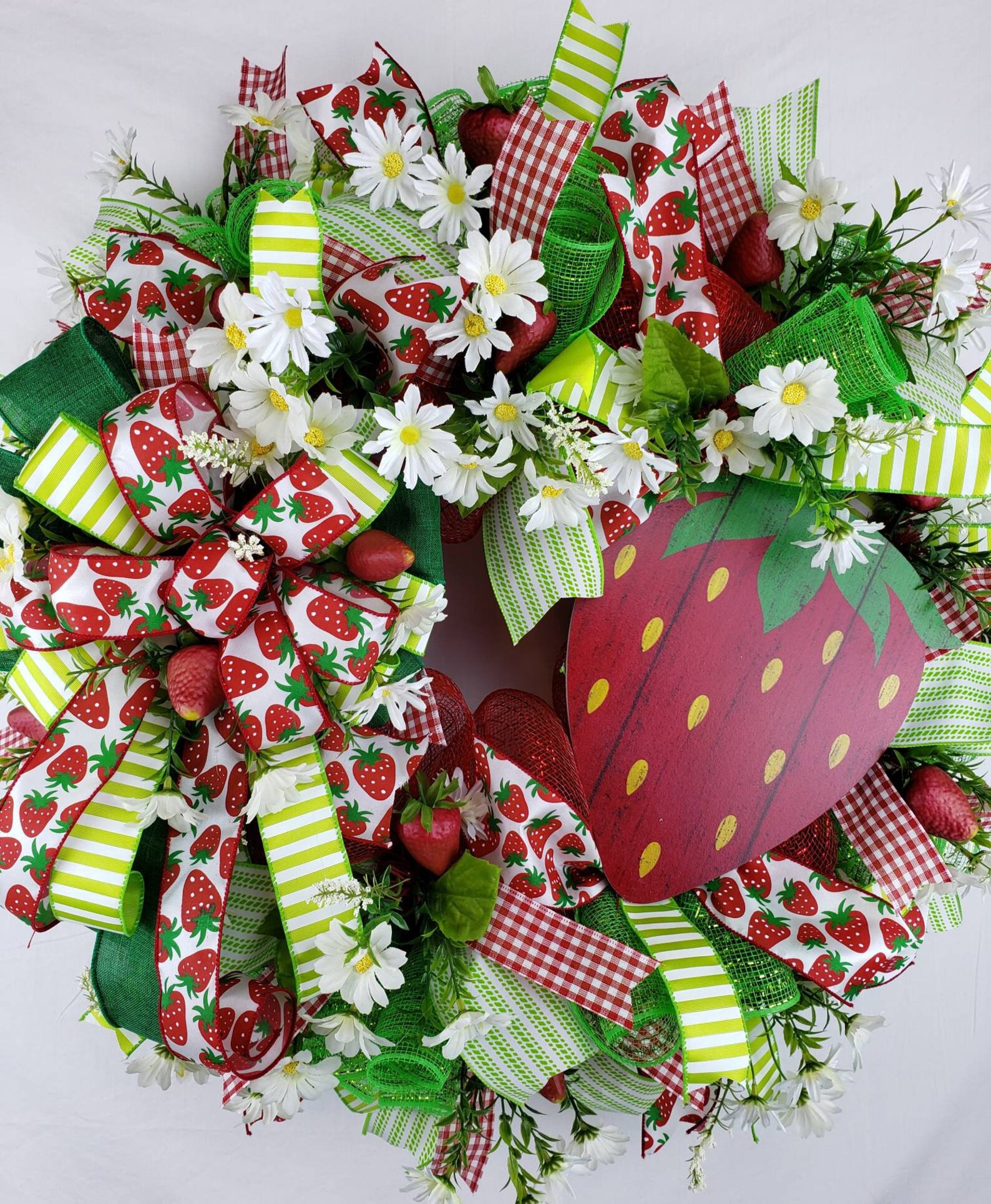 Strawberry Wreath, Summer Deco Mesh Wreath, Spring Deco Mesh Wreath ...