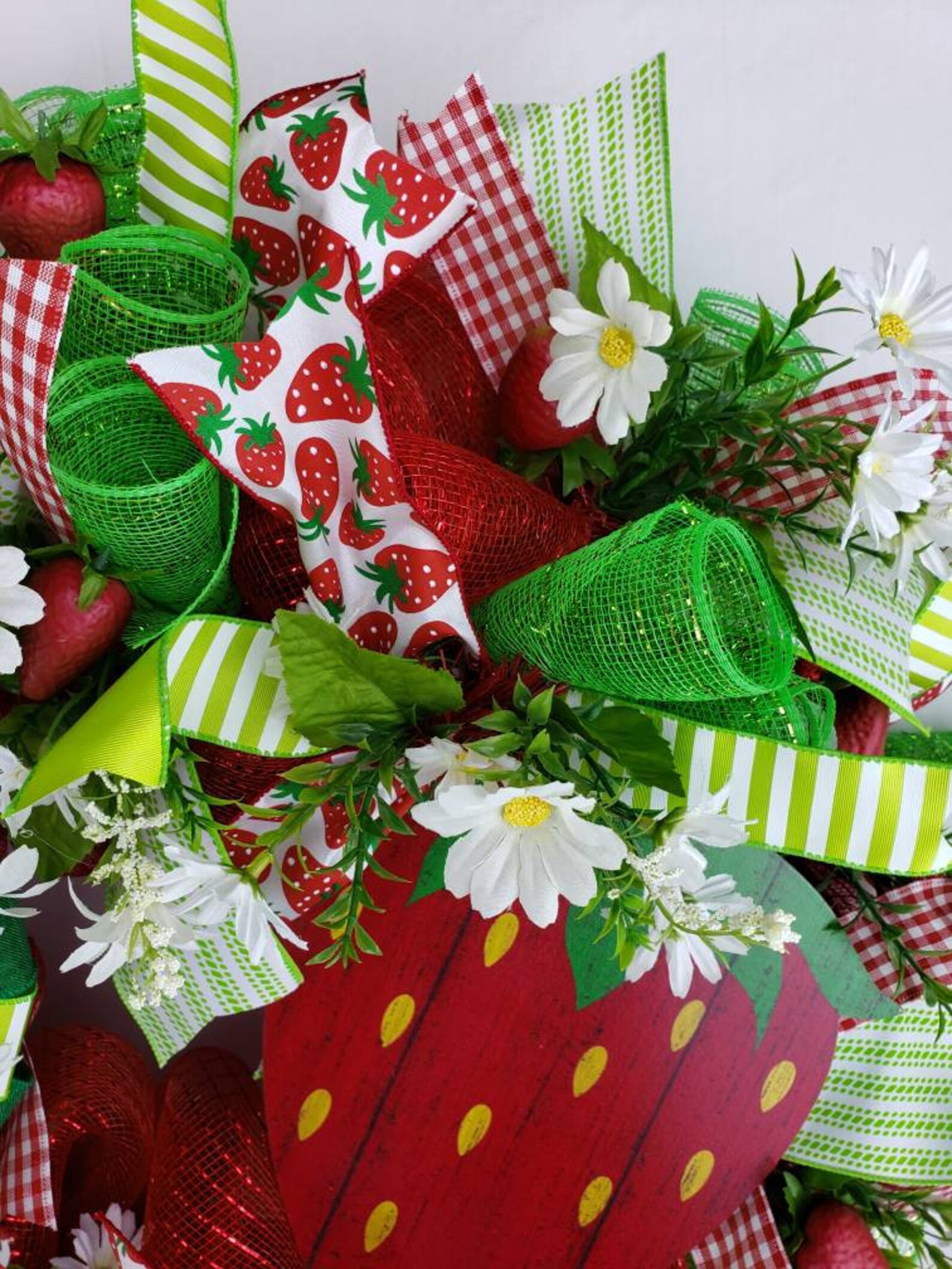 Strawberry Wreath, Summer Deco Mesh Wreath, Spring Deco Mesh Wreath ...