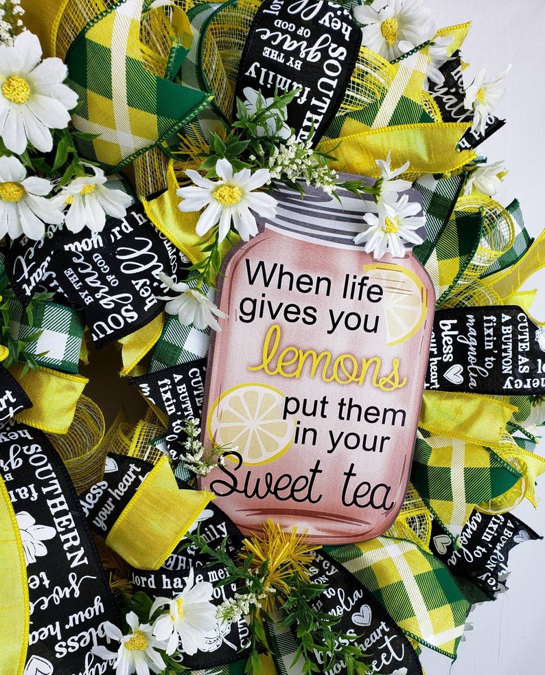 Spring Deco Mesh Wreath Everyday Deco Mesh Wreath Fruit Wreath Summer Deco Mesh Wreath Sweet Tea Wreath Lemon Wreath