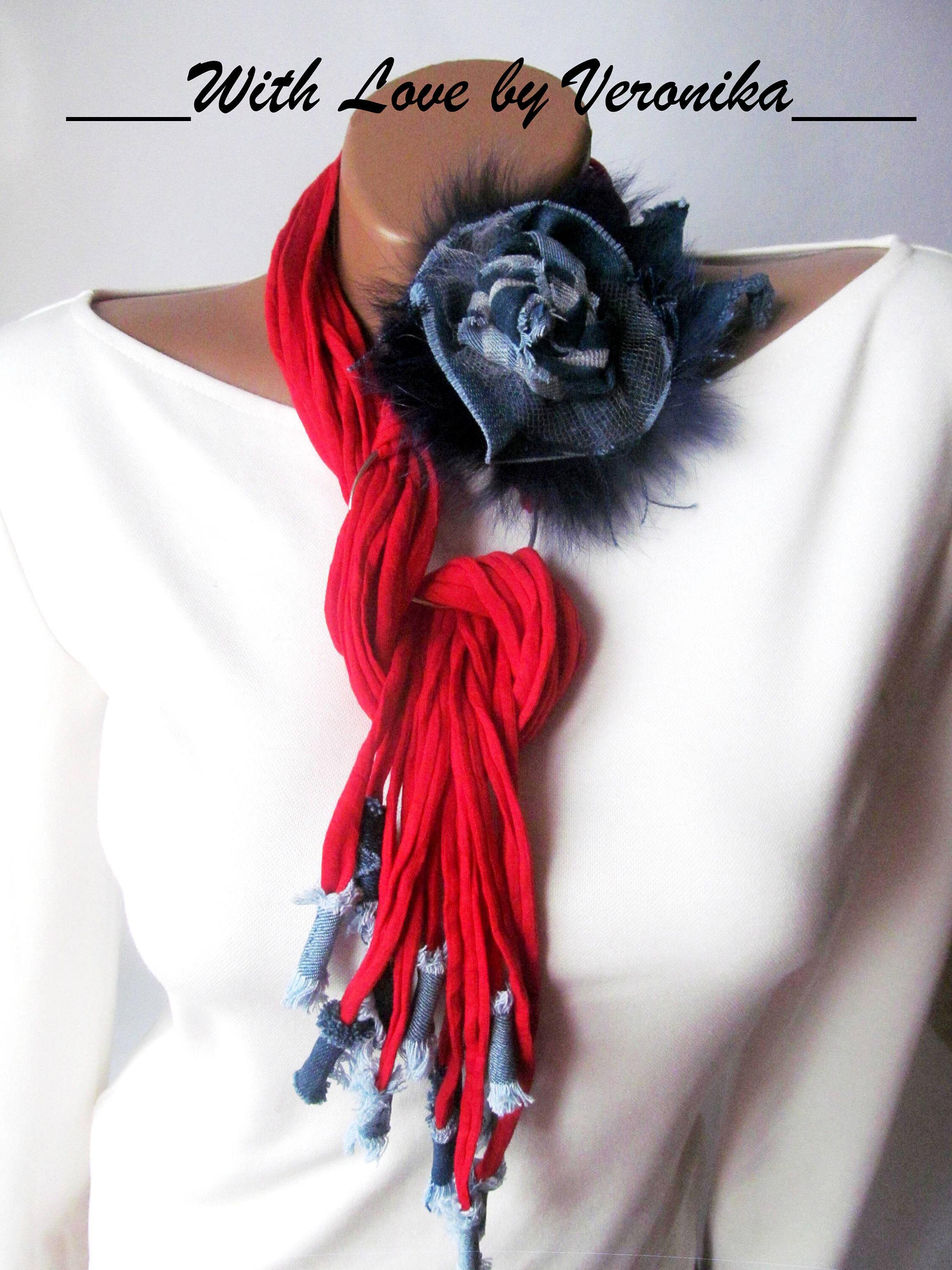 Denim necklace Denim jewelry Denim accesories t shirt necklace Etsy