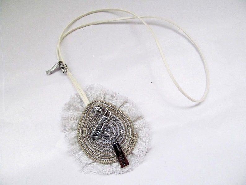 Zipper necklace Zipper jewelry Zipper accessories Suede cord jewelry Fabric jewelry suede choker Long choker