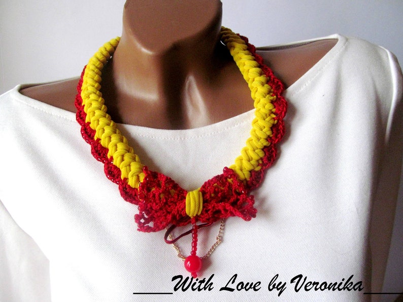 Crochet Necklace Tshirt Necklace Braided Necklace T Shirt Etsy