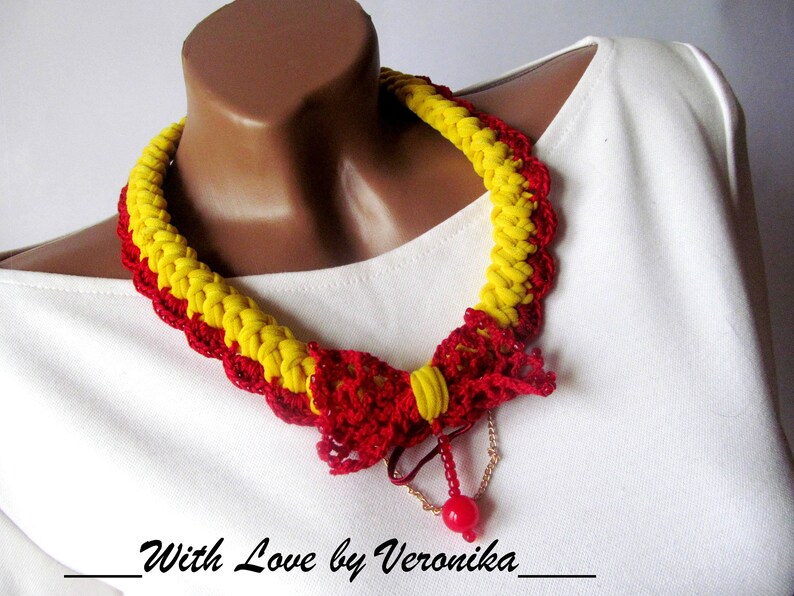 Crochet Necklace Tshirt Necklace Braided Necklace T Shirt Etsy