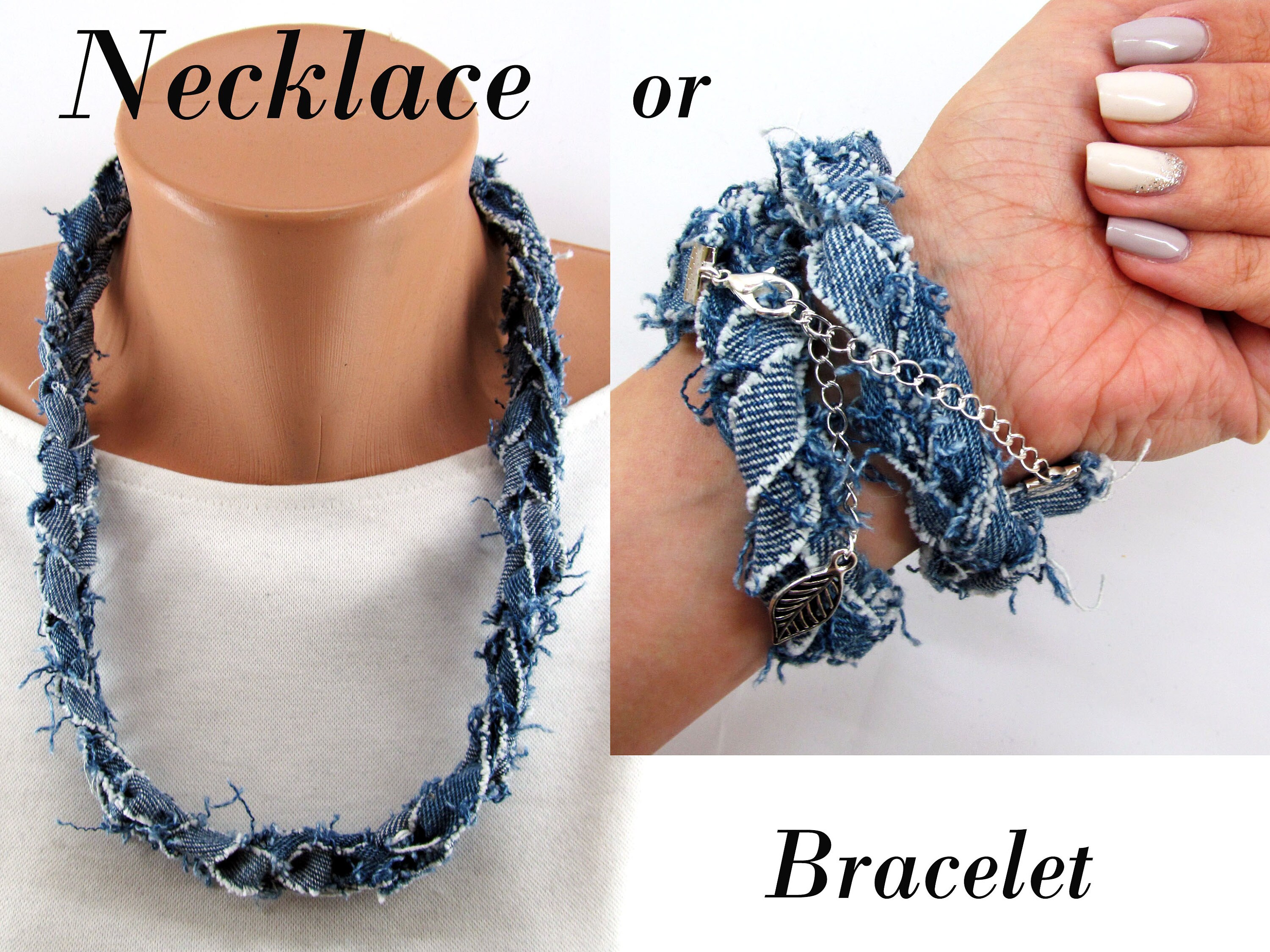 Denim bracelet multi use denim bracelet Statement bracelet Etsy