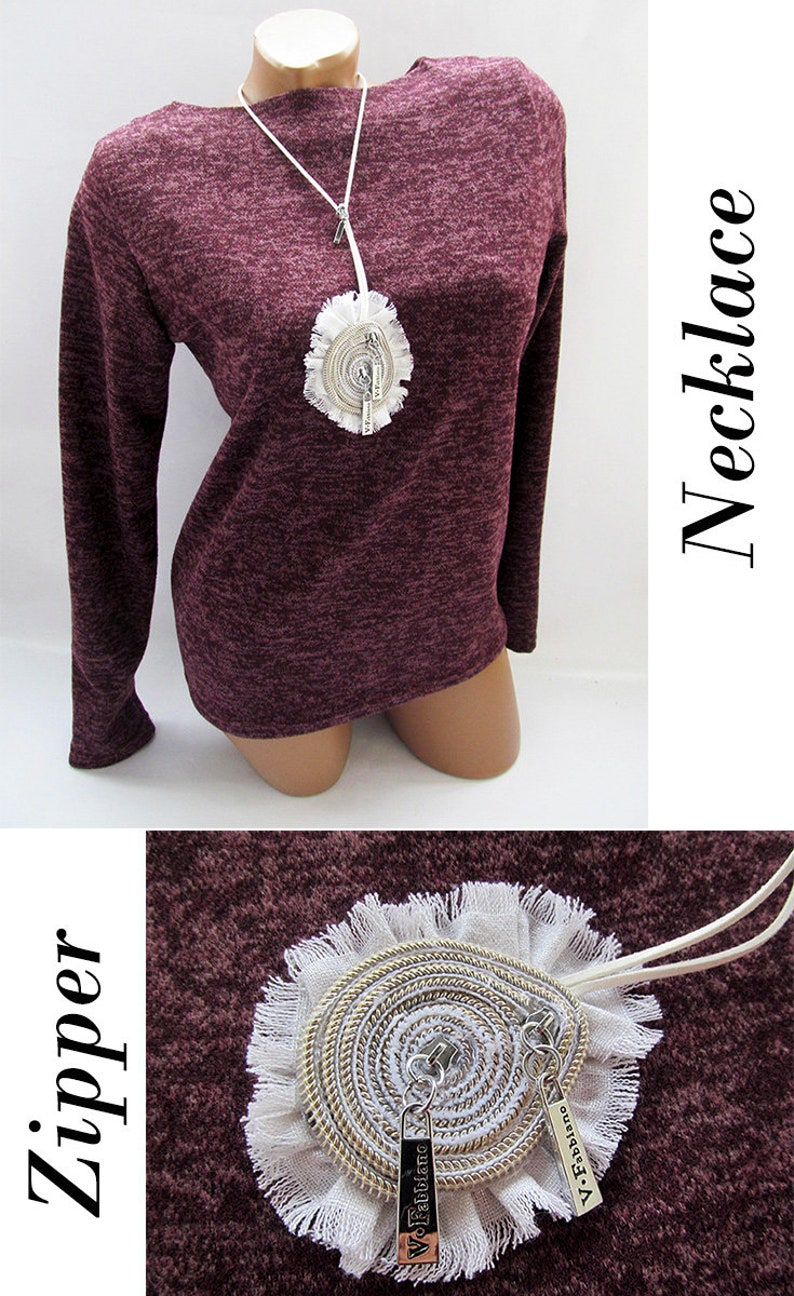 Zipper necklace Zipper jewelry Zipper accessories Suede cord jewelry Fabric jewelry suede choker Long choker
