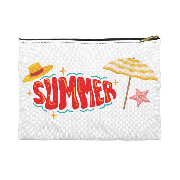 Summer Accessory Pouch, Beach Ready Cosmetic Travel Bag Toiletries Bag, Retro Vibes Birthday Vacation Time Gift for Mum Her Wife Girlfriend