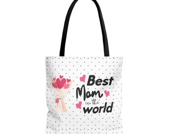 Beste moeder ter wereld Tote Bag, Bedankt mama cadeau, Moederdagcadeau, verjaardagscadeau, bloemen voor mama, boodschappentas Beste moeder ooit Leuk cadeau