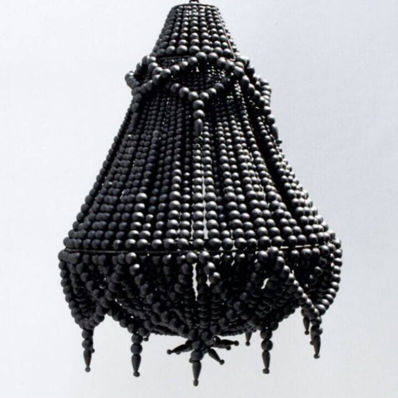 Black Wooden Beaded Chandelier
