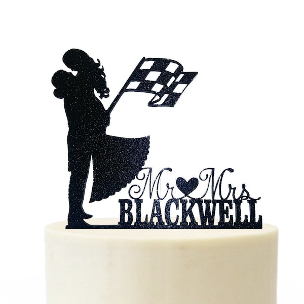 Racing Wedding Engagement Cake Topper Race Car Gear head