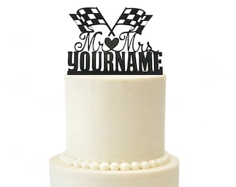 Racing Wedding Engagement Cake Topper Race Car Gear head