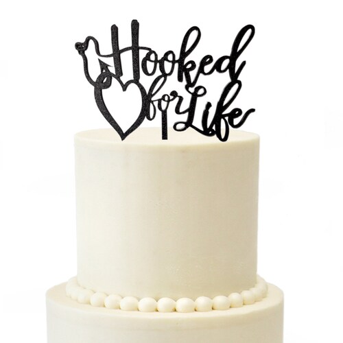 Hooked for Life Fishing Wedding Cake Topper Etsy