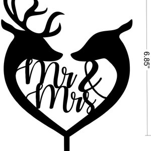 Mr and Mrs Buck and Doe Deer Heart Themed Wedding Cake Topper image 2