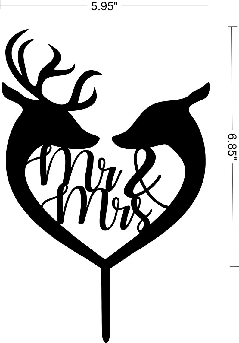 Mr and Mrs Buck and Doe Deer Heart Themed Wedding Cake Topper image 2