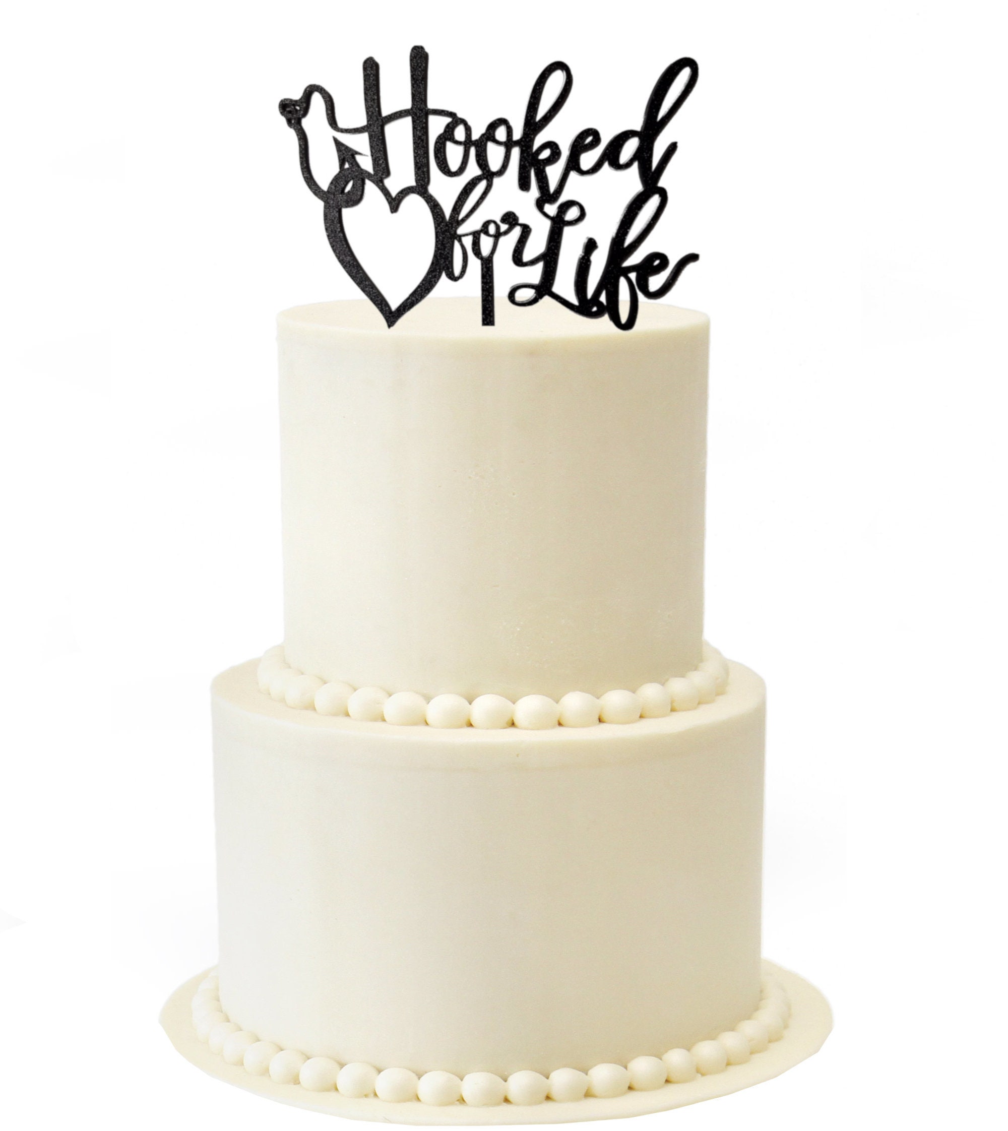 Hooked For Life Fishing Wedding Cake Topper