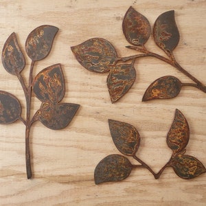 Branches with Leaves 3 Total Rusty Metal Fall Art Decoration