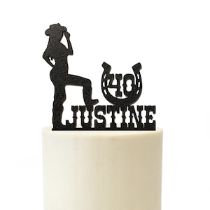 Cowgirl Cowboy Custom Name Western Themed Birthday Cake Topper