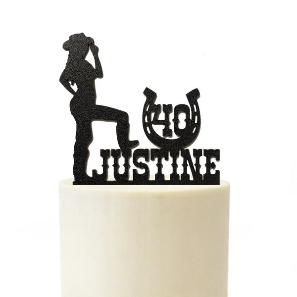Cowgirl Cowboy Custom Name Western Themed Birthday Cake Topper