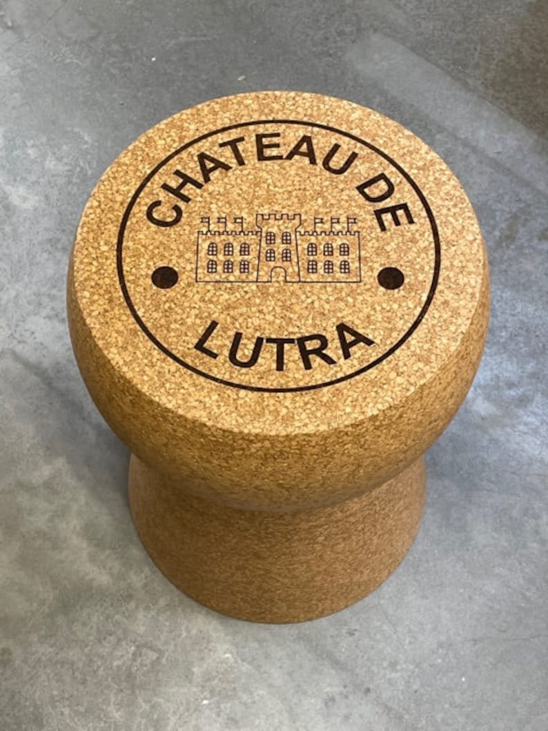 This is an example of a personalised XL Champagne Cork Side Table
