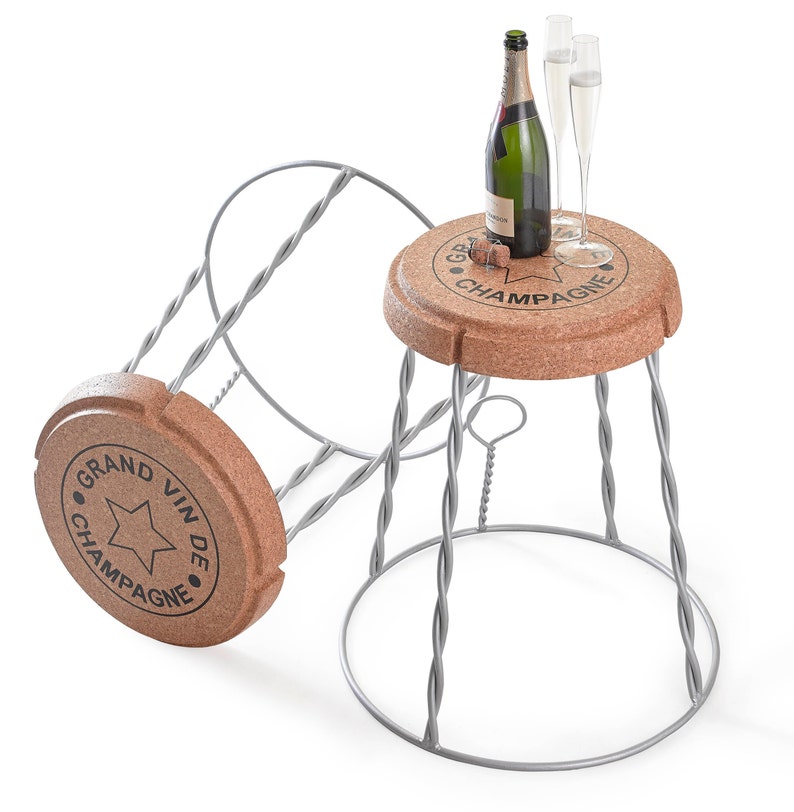 XL Champagne Cork Wire Cage Stool/Side Table, CUSTOMISE 4 FREE image 2
